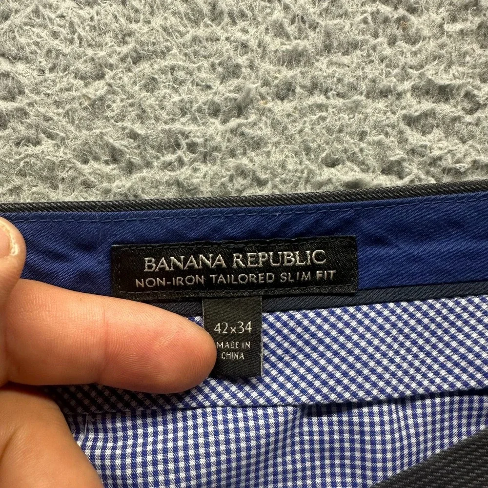 Banana Republic Pant Mens 42x32 Black Cotton Dress Straight Slim Preppy Business